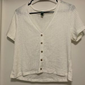 Cropped faux button shirt